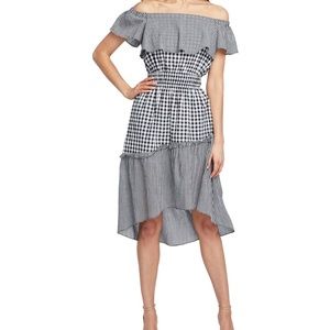 RACHEL ROY $149 Womens Black Gingham Short Sleeve Dress